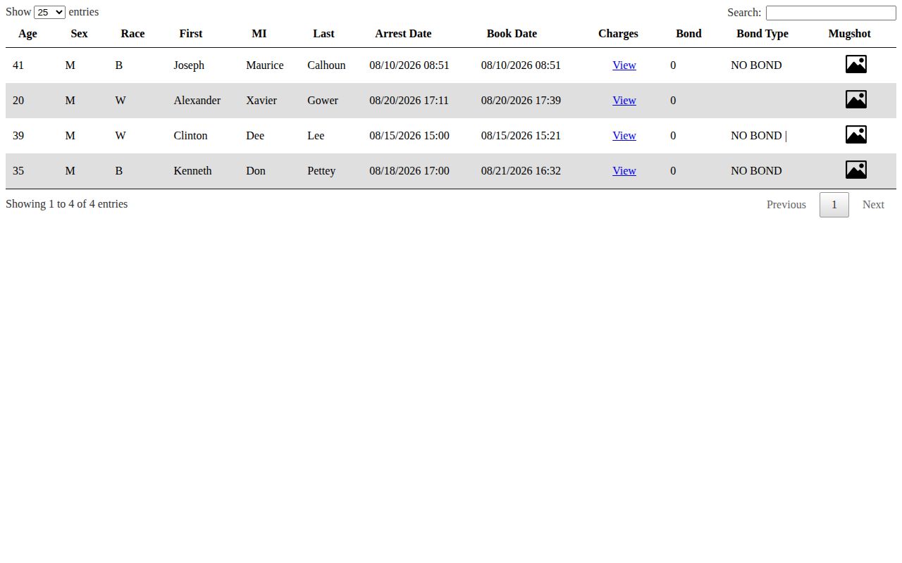 Phillips County jail roster booking record search interface