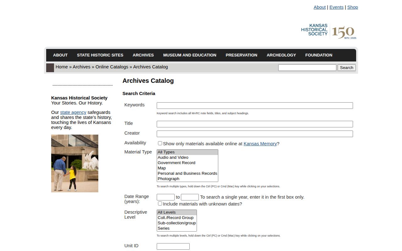 Kansas archives catalog for old Phillips County booking records